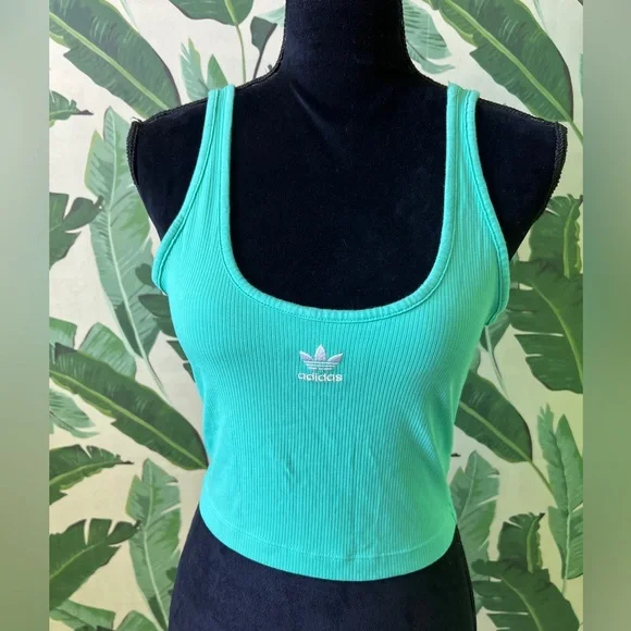 Adidas Originals Adicolor Essentials Rib Tank Top Green Women Small - Picture 5 of 9